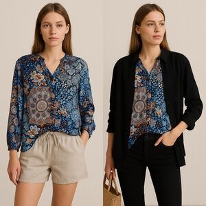 Ruby Rd. Women's Blouse - Blue, Red, White